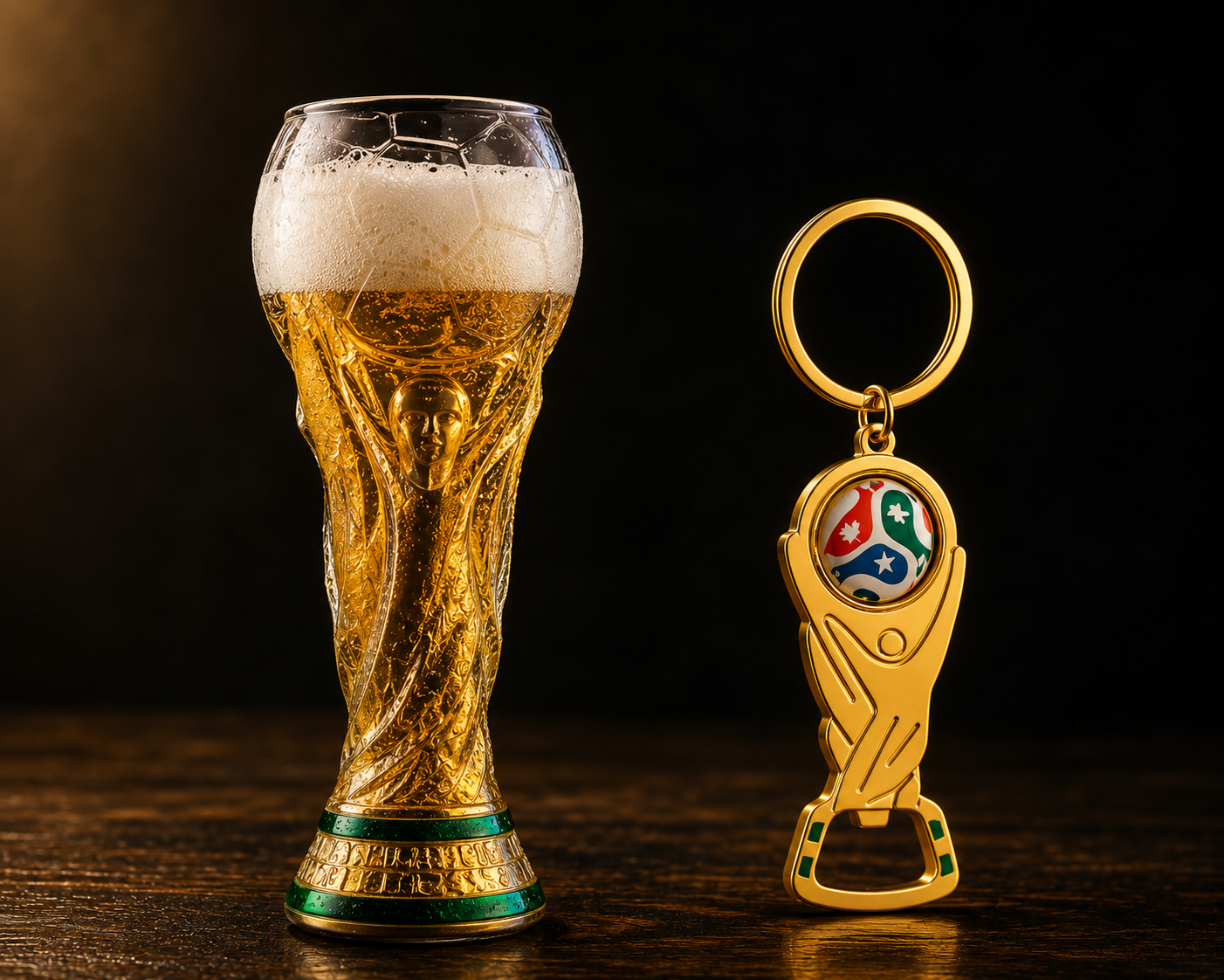 Premium 2026 Trophy Beer Glass with Opener